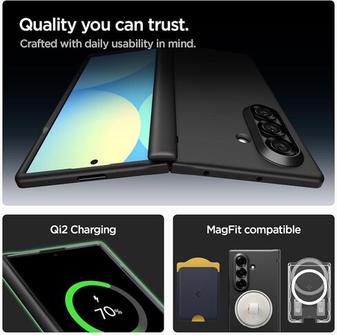 Spigen for Galaxy Z Fold 7 Case ، Airfit pro Magfit [حماية المفصلات] [qi2.1 معتمدة/مغناطيس للمجرات] - أسود in Saudi Arabia
