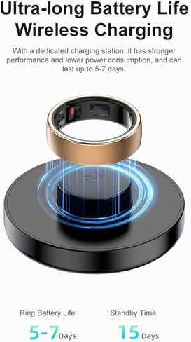 Gen Pro 2 Smart Ring للرجال والنساء ، Qring مع عدم وجود اشتراك في التطبيق مع معدل ضربات القلب ، الشحن اللاسلكي ، مراقبة النوم والتحكم في الكاميرا عن بُعد ، حلقة مقاومة للماء (Silver ، 10) in Kuwait