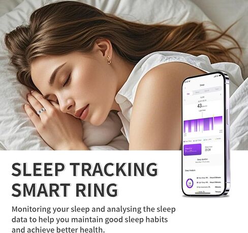 Hittopss Smart Ring ، Thul Thin Trans Tracking Smart Ring مع السعرات الحرارية/معدل ضربات القلب/مراقبة الأكسجين/النوم ، 5ATM مقاوم للماء ، لا اشتراك في التطبيق (Silver ، Thin-9#) in Kuwait
