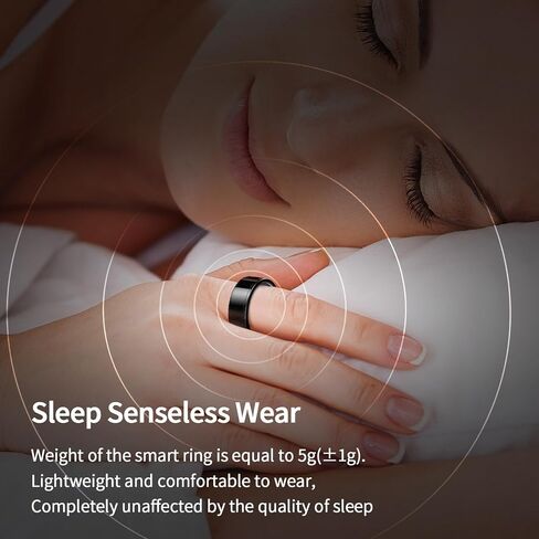Smart Ring,24H Body/Sleeping/Fitness Monitor with Wireless Charging,Health Ring with IP68 Waterproof,Fitness Tracker for Men/Women,Portable APP Connection for Music Reading Photo (Black, 12#) in Saudi Arabia