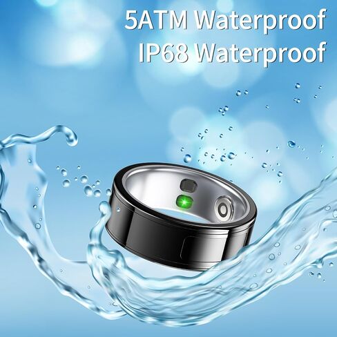 Smart Ring,24H Body/Sleeping/Fitness Monitor with Wireless Charging,Health Ring with IP68 Waterproof,Fitness Tracker for Men/Women,Portable APP Connection for Music Reading Photo (Black, 12#) in Saudi Arabia