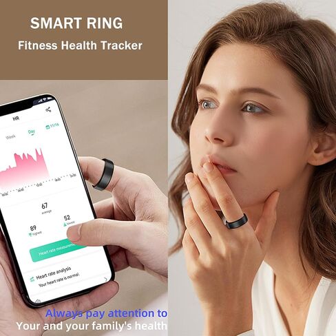 HitTopss Smart Ring, Ultra Thin Fitness Tracking Smart Ring with Calories/Heart Rate/Blood Oxygen/Sleep Monitoring, 5ATM Waterproof, No APP Subscription (Silver,Ultra Thin-9#) in Kuwait