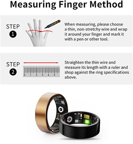 HitTopss Smart Ring, Ultra Thin Fitness Tracking Smart Ring with Calories/Heart Rate/Blood Oxygen/Sleep Monitoring, 5ATM Waterproof, No APP Subscription (Silver,Ultra Thin-9#) in Kuwait