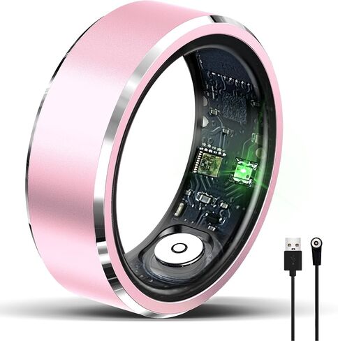 HitTopss Smart Ring, Ultra Thin Fitness Tracking Smart Ring with Calories/Heart Rate/Blood Oxygen/Sleep Monitoring, 5ATM Waterproof, No APP Subscription (Silver,Ultra Thin-9#) in Kuwait