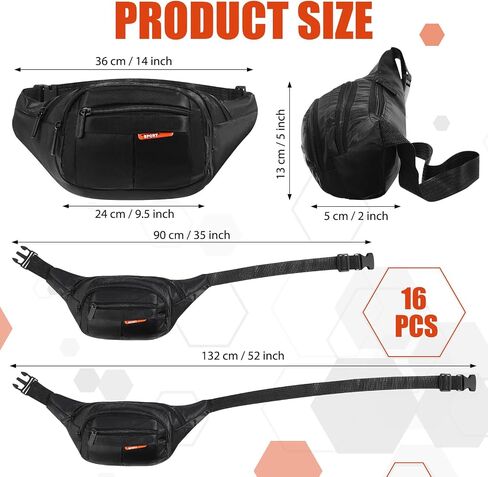 16 Pieces Neon Fanny Pack Bulk Adjustable Waist Bags with Zippers Colorful Crossbody Party Fanny Packs Canvas Waist Belt Bag for Women Men Kids Teams Travel Running Cycling Hiking, 16 Colors in Saudi Arabia