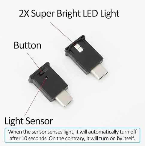 Mini USB LED Light 2 Pcs Type C LED Night Lamp Universal Atmosphere Smart Night Lamp Adjustable 7 Colors Dynamic Gradient Brightness Suitable for Car Interior Home Laptop Gaming Setup in Saudi Arabia