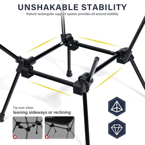 كراسي التخييم القابلة للطي ، كرسي على الظهر خفيفة الوزن في تصميم مدمج للمخيم ، الشاطئ ، المشي لمسافات طويلة ، في الهواء الطلق ، الأسود in Kuwait