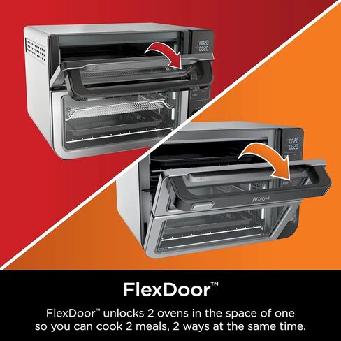 نينجا DCT400 10-in-1 الفرن المزدوج مع Flexdoor ، Flavorseal & Smart ، الحمل الحراري السريع العلوي وأسفل الهواء ، الخبز ، اللحم ، مشوي الهواء ، الخبز المحمص ، هواء ، بيتزا وأكثر من الفولاذ المقاوم للصدأ (متجدد) (متجدد) in Kuwait