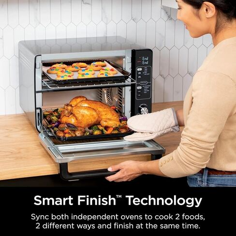 نينجا DCT400 10-in-1 الفرن المزدوج مع Flexdoor ، Flavorseal & Smart ، الحمل الحراري السريع العلوي وأسفل الهواء ، الخبز ، اللحم ، مشوي الهواء ، الخبز المحمص ، هواء ، بيتزا وأكثر من الفولاذ المقاوم للصدأ (متجدد) (متجدد) in Kuwait
