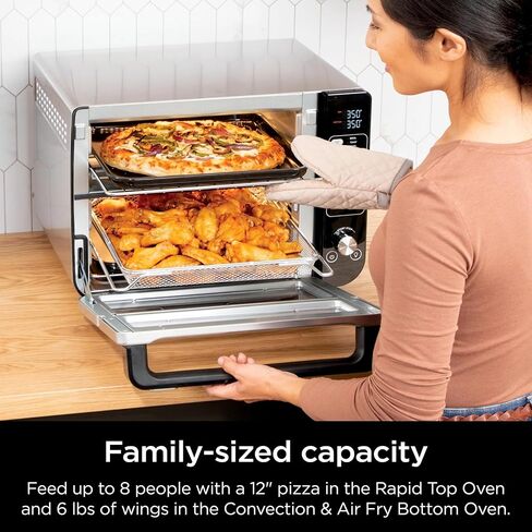 نينجا DCT400 10-in-1 الفرن المزدوج مع Flexdoor ، Flavorseal & Smart ، الحمل الحراري السريع العلوي وأسفل الهواء ، الخبز ، اللحم ، مشوي الهواء ، الخبز المحمص ، هواء ، بيتزا وأكثر من الفولاذ المقاوم للصدأ (متجدد) (متجدد) in Kuwait