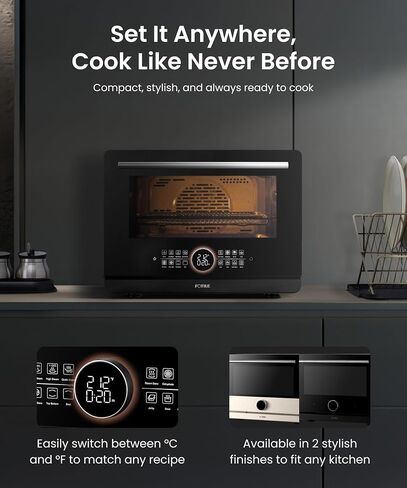 FOTILE HYZK32-E3-B ChefCubii 1.1 cu. ft. 4-in-1 Combi-Steam Oven with Steam-Bake, Air Fry, Convection, Dehydrator Functions, and 50 Preset Menus, Black in Kuwait