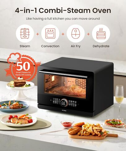FOTILE HYZK32-E3-B ChefCubii 1.1 cu. ft. 4-in-1 Combi-Steam Oven with Steam-Bake, Air Fry, Convection, Dehydrator Functions, and 50 Preset Menus, Black in Kuwait