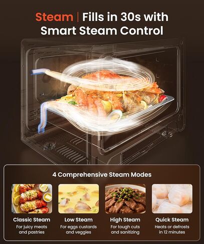 FOTILE HYZK32-E3-B ChefCubii 1.1 cu. ft. 4-in-1 Combi-Steam Oven with Steam-Bake, Air Fry, Convection, Dehydrator Functions, and 50 Preset Menus, Black in Kuwait
