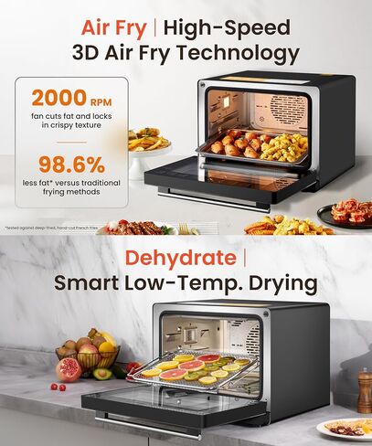 FOTILE HYZK32-E3-B ChefCubii 1.1 cu. ft. 4-in-1 Combi-Steam Oven with Steam-Bake, Air Fry, Convection, Dehydrator Functions, and 50 Preset Menus, Black in Kuwait