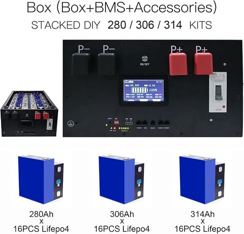 48V 16S 15KWH 280AH LIFEPO4 DIY BATTERY BANTY مع BMS و Bluetooth لا تشمل خلايا البطارية لحزمة بطارية تخزين الطاقة المنزلية 280AH حزمة بطارية LIFEPO4 للأجهزة المنزلية in Saudi Arabia