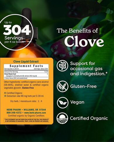 Herb Pharm Certified Organic Clove Liquid Extract - 1 Ounce in Saudi Arabia