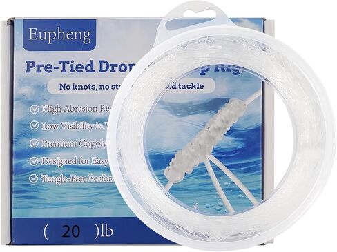 Pre-Tied Dropper Loop Fishing Rig, 18" Spacing, 5.5" Loop Size, Ideal for Saltwater & Freshwater Fishing, 20lb-80lb Line Options in Saudi Arabia