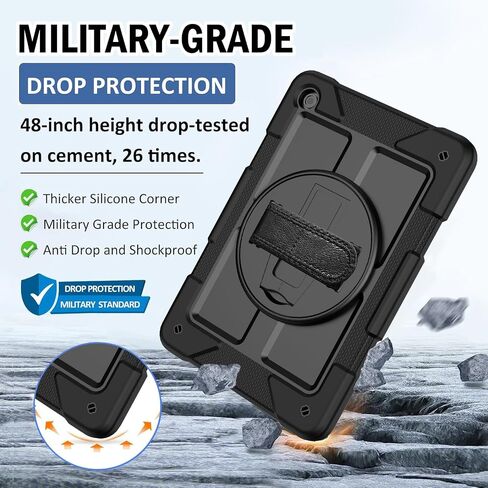Bmouo لـ Samsung Galaxy Tab A9+ Plus Case 11 "2023 (SM-X210/X216/X218) ، Tablaxy Galaxy Tab A9 مع حزام دوار/حزام يدوي/كتف ، أسود in Saudi Arabia