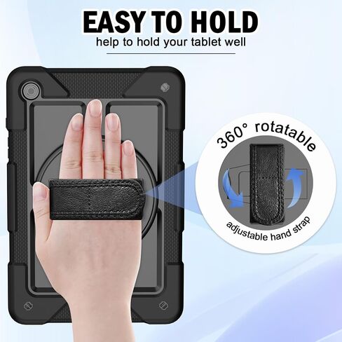 Bmouo لـ Samsung Galaxy Tab A9+ Plus Case 11 "2023 (SM-X210/X216/X218) ، Tablaxy Galaxy Tab A9 مع حزام دوار/حزام يدوي/كتف ، أسود in Saudi Arabia