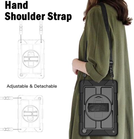 Bmouo لـ Samsung Galaxy Tab A9+ Plus Case 11 "2023 (SM-X210/X216/X218) ، Tablaxy Galaxy Tab A9 مع حزام دوار/حزام يدوي/كتف ، أسود in Saudi Arabia