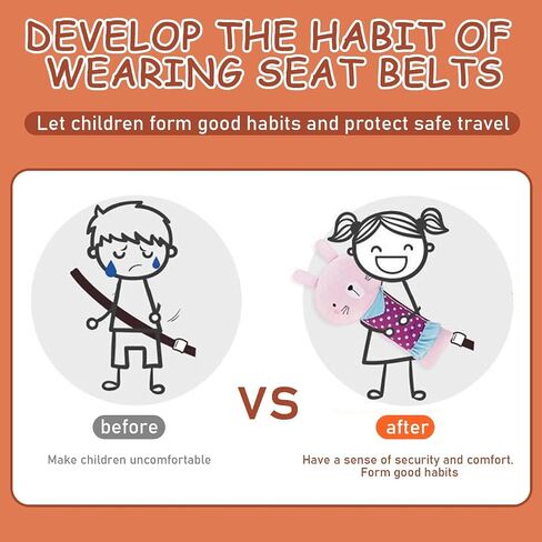 Barelove Seat Belt Cover Pillow for Kids, Car Seatbelt Cushion Shoulder Neck Support Protector Pad, Soft Stuffed Travel Vehicle Safety Belts Strap Pillow for Child Headrest, Christmas Gifts (Dinosaur) in Kuwait