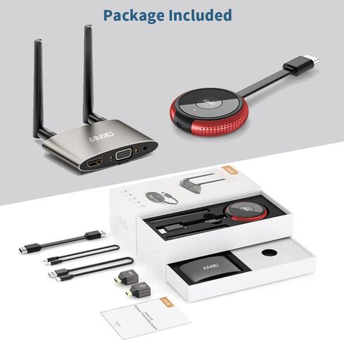 Timbootech HDMI Wireless Transmitter and Receiver 4K ، شاشات مزدوجة HDMI & VGA Live Casting 5G فيديو/صوت للكمبيوتر المحمول ، صندوق الكابل ، الكاميرا ، Blu-ray ، الهاتف ، NetFix لمراقبة ، Projector ، HDTV 165ft/50m in Kuwait