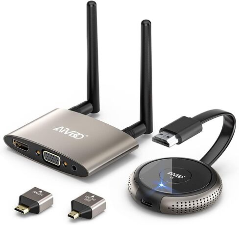 Timbootech HDMI Wireless Transmitter and Receiver 4K ، شاشات مزدوجة HDMI & VGA Live Casting 5G فيديو/صوت للكمبيوتر المحمول ، صندوق الكابل ، الكاميرا ، Blu-ray ، الهاتف ، NetFix لمراقبة ، Projector ، HDTV 165ft/50m in Kuwait