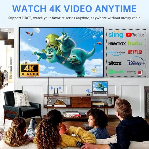Timbootech HDMI Wireless Transmitter and Receiver 4K ، شاشات مزدوجة HDMI & VGA Live Casting 5G فيديو/صوت للكمبيوتر المحمول ، صندوق الكابل ، الكاميرا ، Blu-ray ، الهاتف ، NetFix لمراقبة ، Projector ، HDTV 165ft/50m in Kuwait