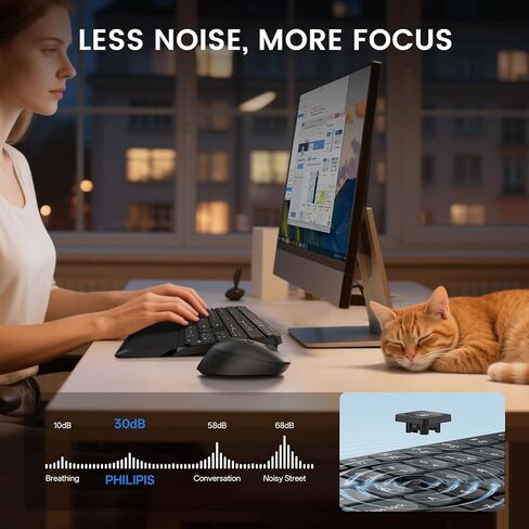 PHILIPS Bluetooth Keyboard and Mouse Combo - Bluetooth 2.4Ghz Wireless Keyboard and Mouse,Ergonomic Design with Palm Rest,3-Device Connectivity, 5 DPI Mouse, Long Battery for Office & Home -Black in Saudi Arabia