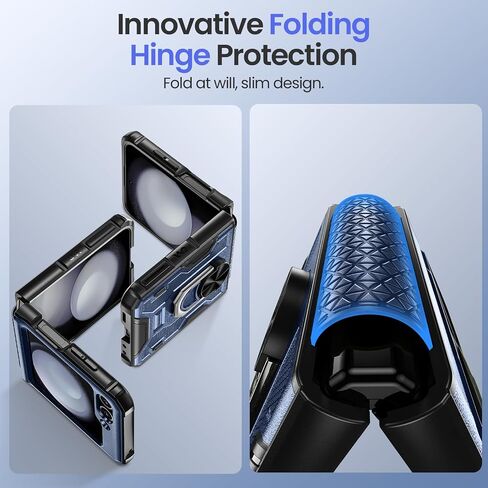 خضار لـ Galaxy Z Flip 5 Case ، Samsung Z Flip 5 Case مع حامي الشاشة وحماية المفصلات ، و 360 درجة كيكستاند حلقة ، وغطاء واقية من جسم كامل لـ Samsung Flip 5 2023 - Navy Blue in Kuwait