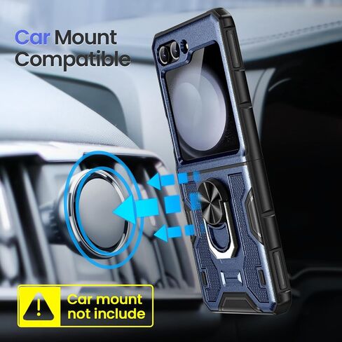 خضار لـ Galaxy Z Flip 5 Case ، Samsung Z Flip 5 Case مع حامي الشاشة وحماية المفصلات ، و 360 درجة كيكستاند حلقة ، وغطاء واقية من جسم كامل لـ Samsung Flip 5 2023 - Navy Blue in Kuwait