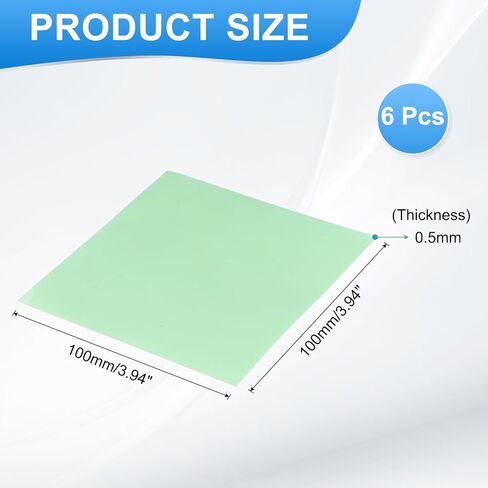 PATIKIL Thermal Pads 100x100x0.5mm, 6 Pack Silicone Cooling Thermal Pad for CPU GPU IC PCIe M.2 2280 SSD NVMe Heatsink, Green in Saudi Arabia