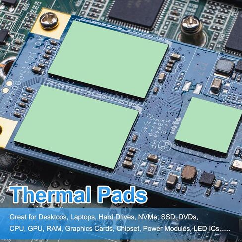 PATIKIL Thermal Pads 100x100x0.5mm, 6 Pack Silicone Cooling Thermal Pad for CPU GPU IC PCIe M.2 2280 SSD NVMe Heatsink, Green in Saudi Arabia