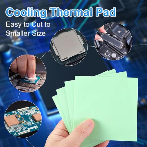 PATIKIL Thermal Pads 100x100x0.5mm, 6 Pack Silicone Cooling Thermal Pad for CPU GPU IC PCIe M.2 2280 SSD NVMe Heatsink, Green in Saudi Arabia