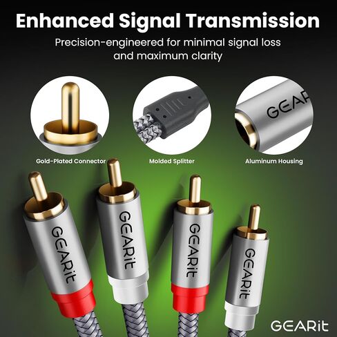 كابل GEARIT RCA (15 قدمًا) 2RCA ذكر إلى 2RCA كابلات صوت استريو من الذكور محمي محمي RCA Stereo Cable للمسرح المنزلي ، HDTV ، مكبرات الصوت ، أنظمة HI-FI ، صوت السيارة ، مكبرات صوت ، 15 قدمًا in Saudi Arabia