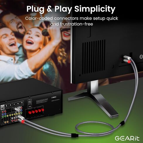 كابل GEARIT RCA (15 قدمًا) 2RCA ذكر إلى 2RCA كابلات صوت استريو من الذكور محمي محمي RCA Stereo Cable للمسرح المنزلي ، HDTV ، مكبرات الصوت ، أنظمة HI-FI ، صوت السيارة ، مكبرات صوت ، 15 قدمًا in Saudi Arabia