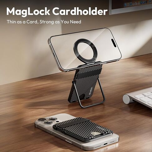 ULANZI ML25 Mag-safe Wallet with Adjustable Stand, Magnetic Card Holder with Mag-Lock Clip, Slim Magnetic Wallet Compatible with iPhone 16/15/14/13/12 Series, Hold 4 Cards No Stick No RFID Blocking in Saudi Arabia