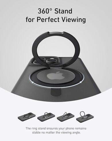 Anker Ultra Magnetic for iPhone 15 Pro Case with Sturdy 360° Ring Stand, Military-Grade Shockproof iPhone 15 Pro Kickstand Compatible with MagSafe(Black) in Saudi Arabia