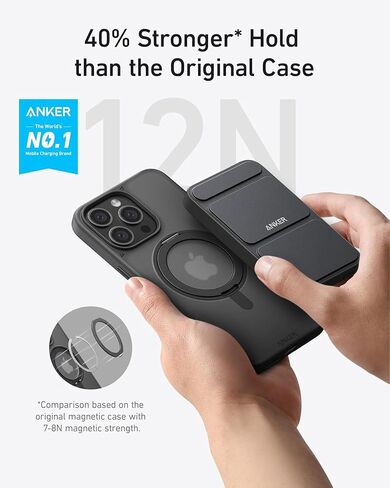 Anker Ultra Magnetic for iPhone 15 Pro Case with Sturdy 360° Ring Stand, Military-Grade Shockproof iPhone 15 Pro Kickstand Compatible with MagSafe(Black) in Saudi Arabia
