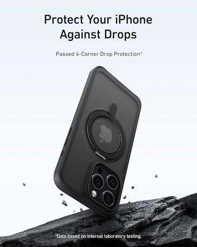 Anker Ultra Magnetic for iPhone 15 Pro Case with Sturdy 360° Ring Stand, Military-Grade Shockproof iPhone 15 Pro Kickstand Compatible with MagSafe(Black) in Saudi Arabia