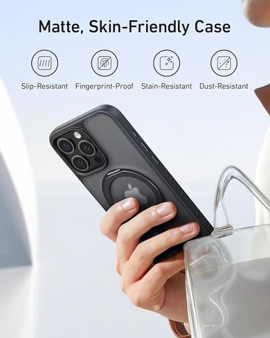 Anker Ultra Magnetic for iPhone 15 Pro Case with Sturdy 360° Ring Stand, Military-Grade Shockproof iPhone 15 Pro Kickstand Compatible with MagSafe(Black) in Saudi Arabia