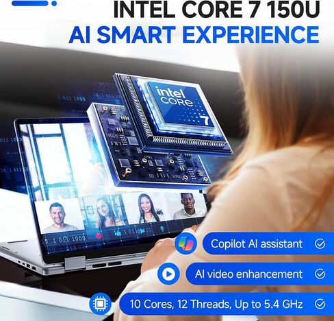 Dell Inspiron 14 7440 2-in-1 Business Business Captop ، 14 "FHD+ Screen Touch ، Core 7 150U (10 CORE ، حتى 5.4 GHz) ، 64 GB DDR5 RAM ، 2 TB SSD ، Wi-Fi 6E ، لوحة مفاتيح خلفية ، بصمات الأصابع ، Windows 11 Pro ، W/Accessorials in Kuwait