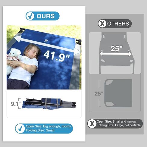 EVER ADVANCED Extra Wide Camping Cot for Adults Oversized XXL Sleeping Cots Folding Cot Bed with Carry Bag, 84.3" L x 41.9" W, Support to 550 lbs in Saudi Arabia