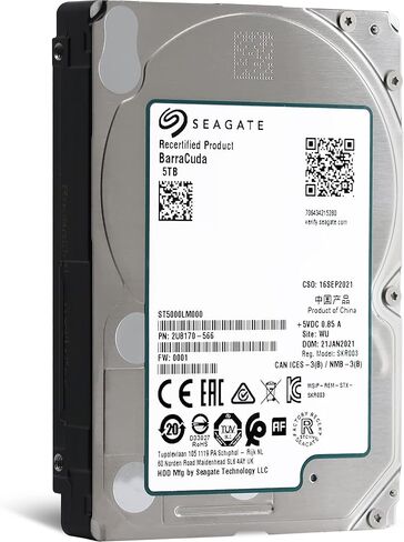 SAEGATE BarraCuda Internal Hard Drive 5TB SATA 6Gb/s 128MB Cache 2.5-Inch 15mm (ST5000LM000) (Renewed) in Saudi Arabia