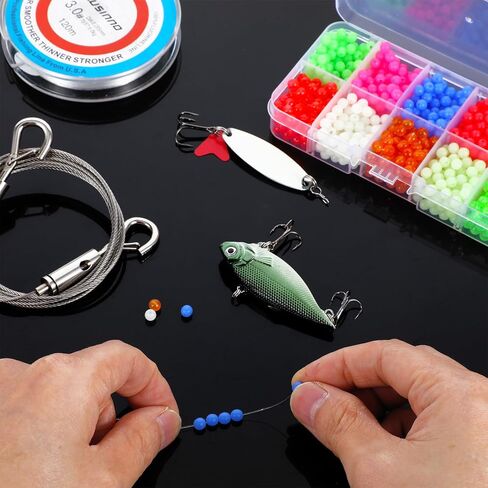 1000 Pcs 5mm Fishing Beads Accessories Set, Round Float Glow Fish Line Beads Hard Plastic Fishing Rig for Freshwater and Saltwater Fish Mix 10 Colors in Saudi Arabia