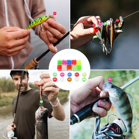 1000 Pcs 5mm Fishing Beads Accessories Set, Round Float Glow Fish Line Beads Hard Plastic Fishing Rig for Freshwater and Saltwater Fish Mix 10 Colors in Saudi Arabia