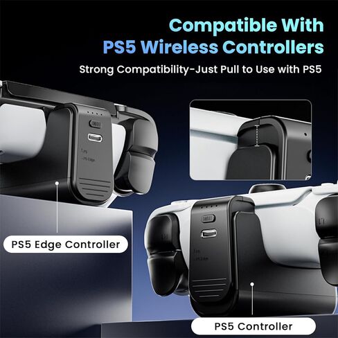PS5 وحدة تحكم اللاسلك الشاحن اللاسلكي-xhiver بطارية محمولة من أجل DualSense ، 3500 مللي أمبير في الساعة ، +15 ساعة من عمر البطارية ، والعب أثناء شحن و USB-C لإكسسوارات PS5 ، الأسود in Kuwait