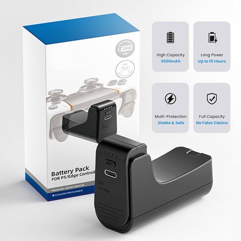 PS5 وحدة تحكم اللاسلك الشاحن اللاسلكي-xhiver بطارية محمولة من أجل DualSense ، 3500 مللي أمبير في الساعة ، +15 ساعة من عمر البطارية ، والعب أثناء شحن و USB-C لإكسسوارات PS5 ، الأسود in Kuwait