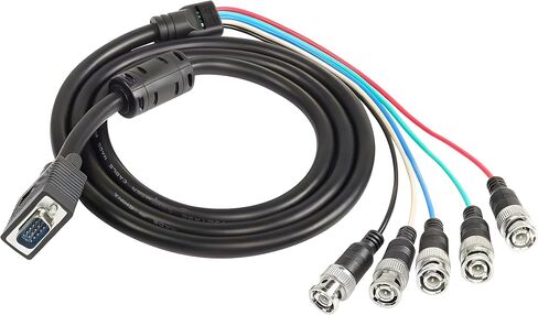 MAYWILL VGA to BNC Adapter Cable,HD15 VGA Male to 5 BNC Male RGBHV Coaxial High Resolution Monitor Breakout Wire for HDTV PC Projector Large Screen Video Conversion Cable-1.5M in Saudi Arabia