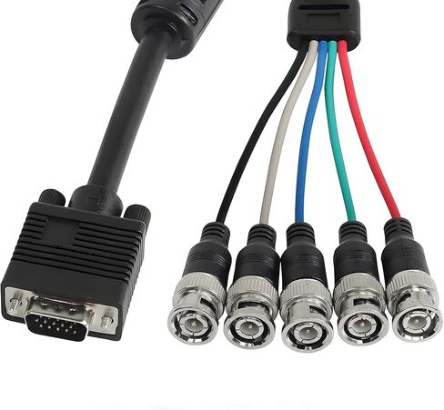 MAYWILL VGA to BNC Adapter Cable,HD15 VGA Male to 5 BNC Male RGBHV Coaxial High Resolution Monitor Breakout Wire for HDTV PC Projector Large Screen Video Conversion Cable-1.5M in Saudi Arabia
